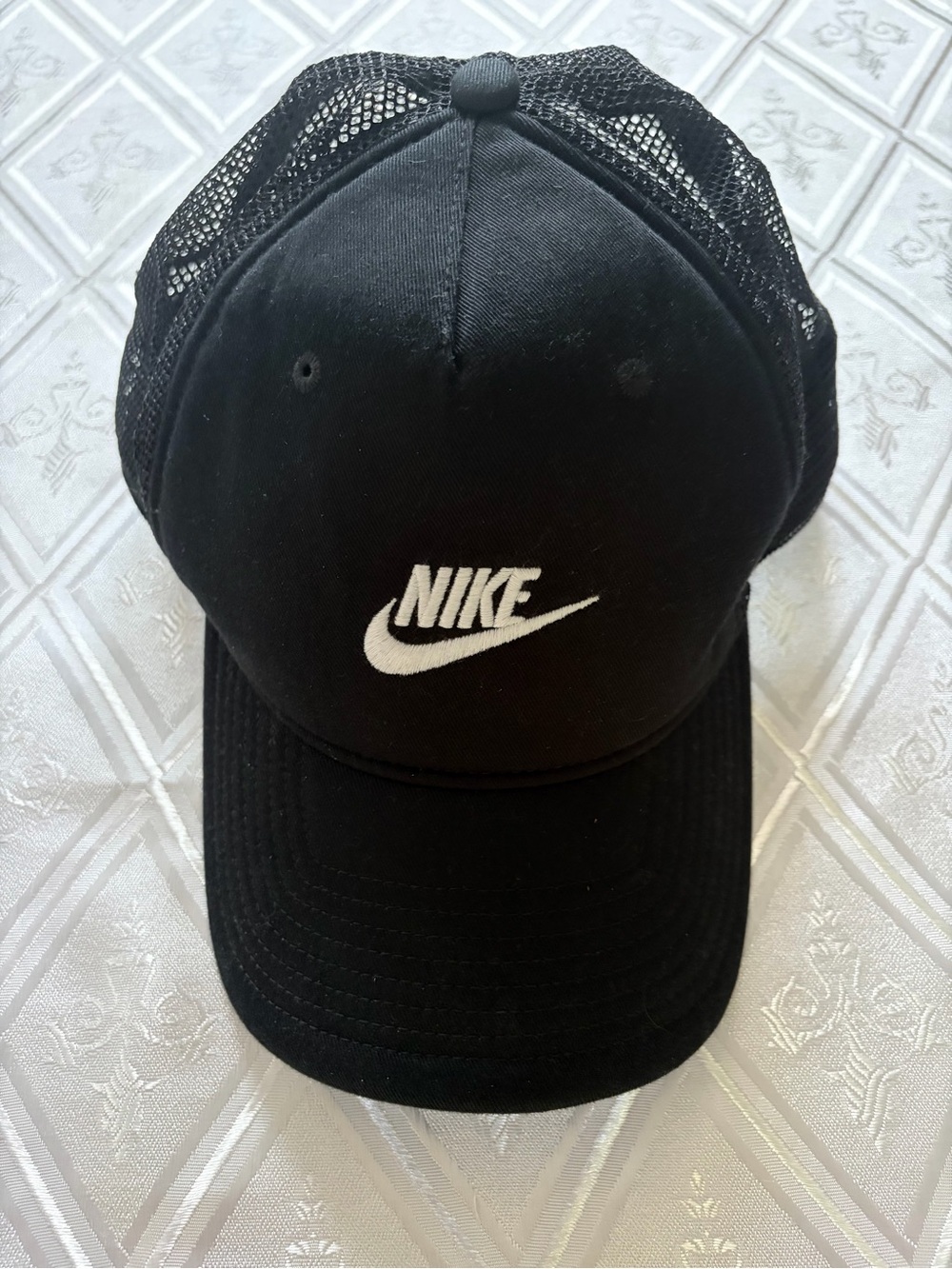 Nike Black Mesh-Back Cap with White Swoosh